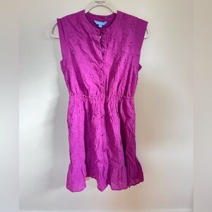 Draper James Fuchsia Lace Half Button Dress